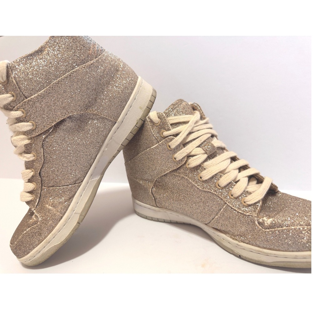 Steve Madden Gold Glitter Wedge Sneakers High Top Size 7M